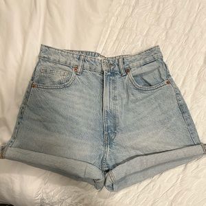 Zara high waisted denim mom shorts